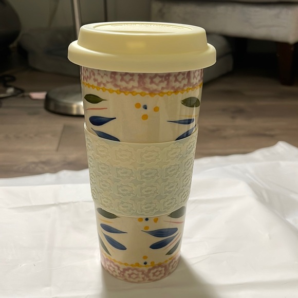 Temptations Other - Temp-Tations By Tara Old World Confetti 16 oz Ceramic Travel Mug Silicone Lid